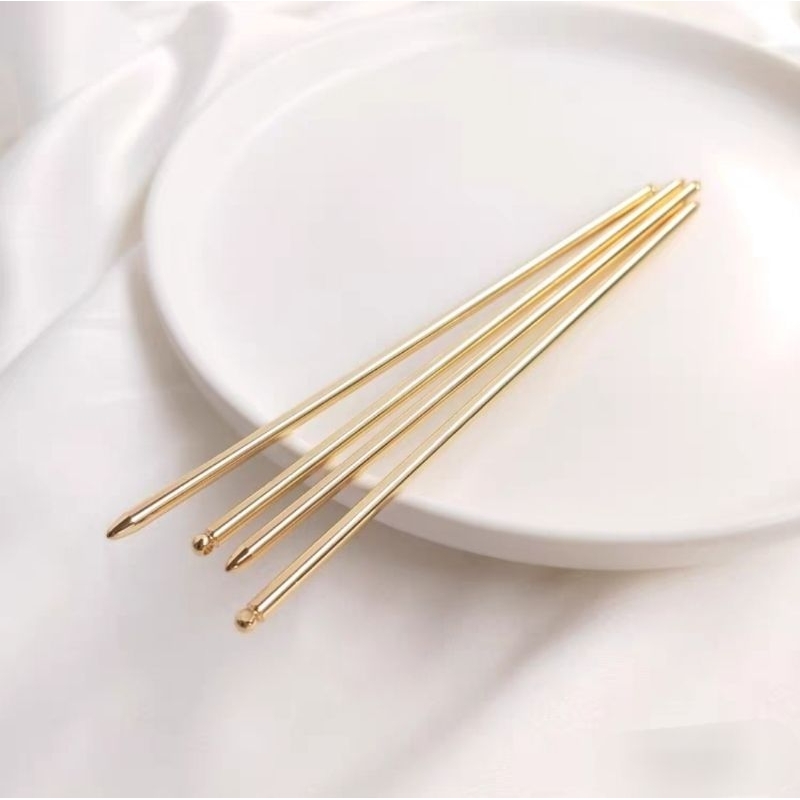 Cán trâm kim loại thắng có lỗ 12.5cm - Nguyên liệu làm trâm cài tóc cổ trang thủ công DIY