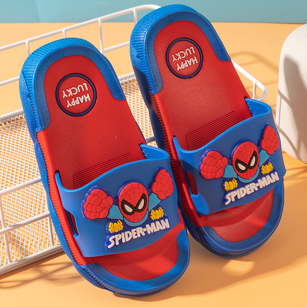Dép Lê Cho Bé, Dép Bánh Mì Hình Người Nhện, Dép Siêu Nhân Chống Trơn Trượt, Dép Đẹp Màu Xanh Cho Bé Trai Từ 3-11 Tuổi