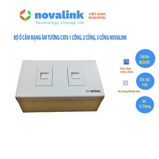 Bộ ổ cắm mạng âm tường cat6 1 cổng, 2 cổng, 3 cổng nova