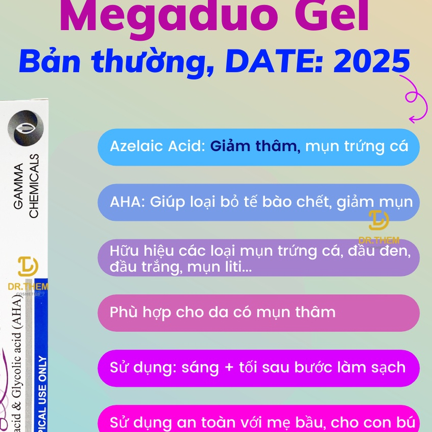 Megaduo/Megaduo Plus Gel 15g Giảm Mụn Ẩn, Giảm Thâm, Giảm Mụn Đầu Đen Cho Da Dầu Mụn