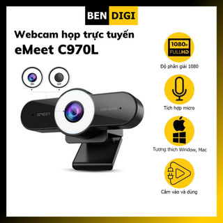 Webcam eMeet C970L Full HD 1080P kèm micro, tùy chỉnh độ sáng, chỉnh màu - Hàng chính hãng