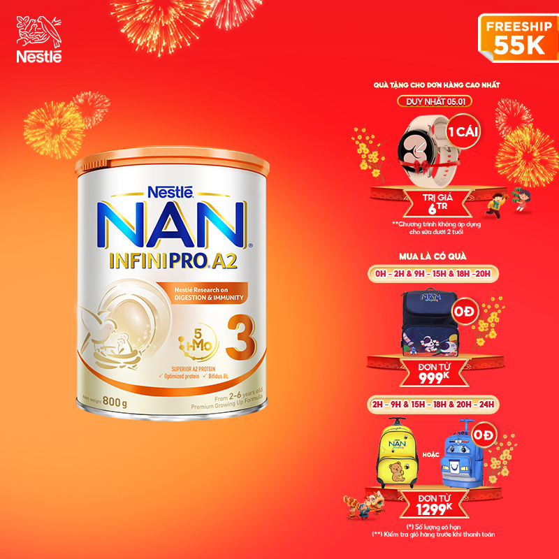 Sản phẩm dinh dưỡng công thức Nestlé NAN INFINIPRO A2 3 lon 800g