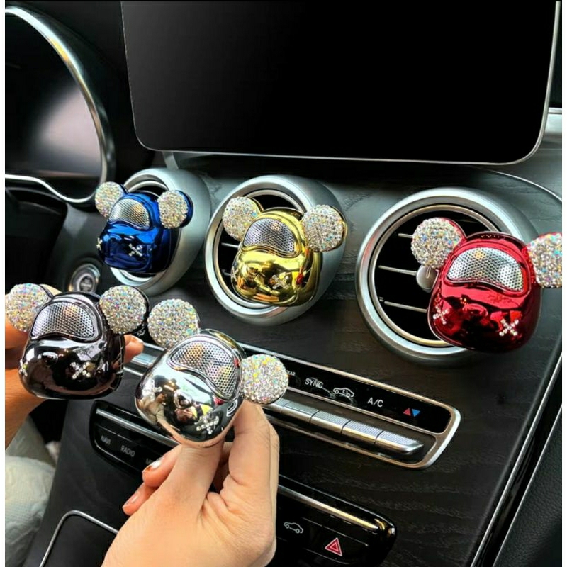 Nước hoa, sáp thơm cài cửa gió điều hoà ô tô, Nước Hoa Sáp Thơm Hình Gấu Cooldog Đính Đá Khuếch Tán Hương Thơm