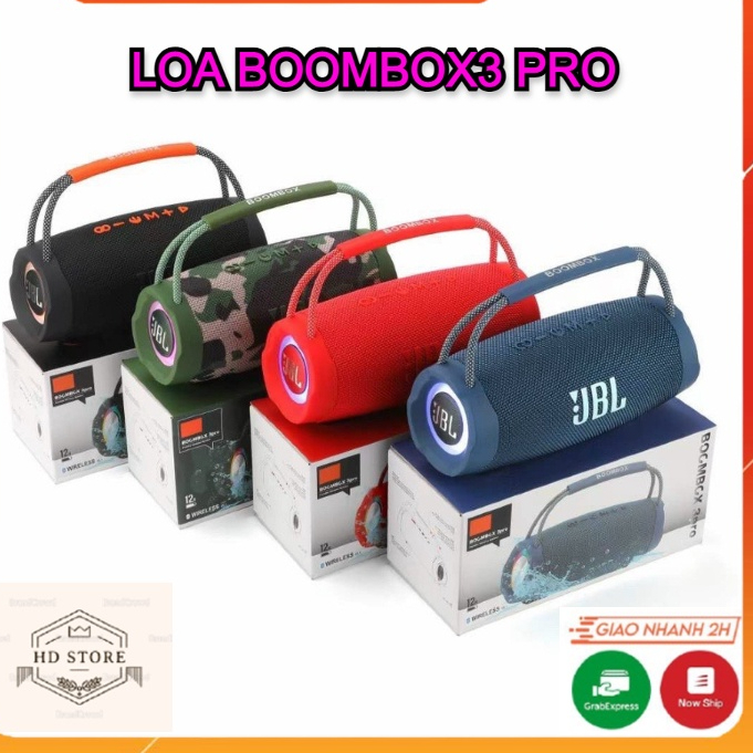 Loa Bluetooth Boombox 3 Pro Bass Mạnh Âm Thanh Lớn Cực Đỉnh Bluetooth 5.2 Thế Hệ Mới, tiện lợi mang theo