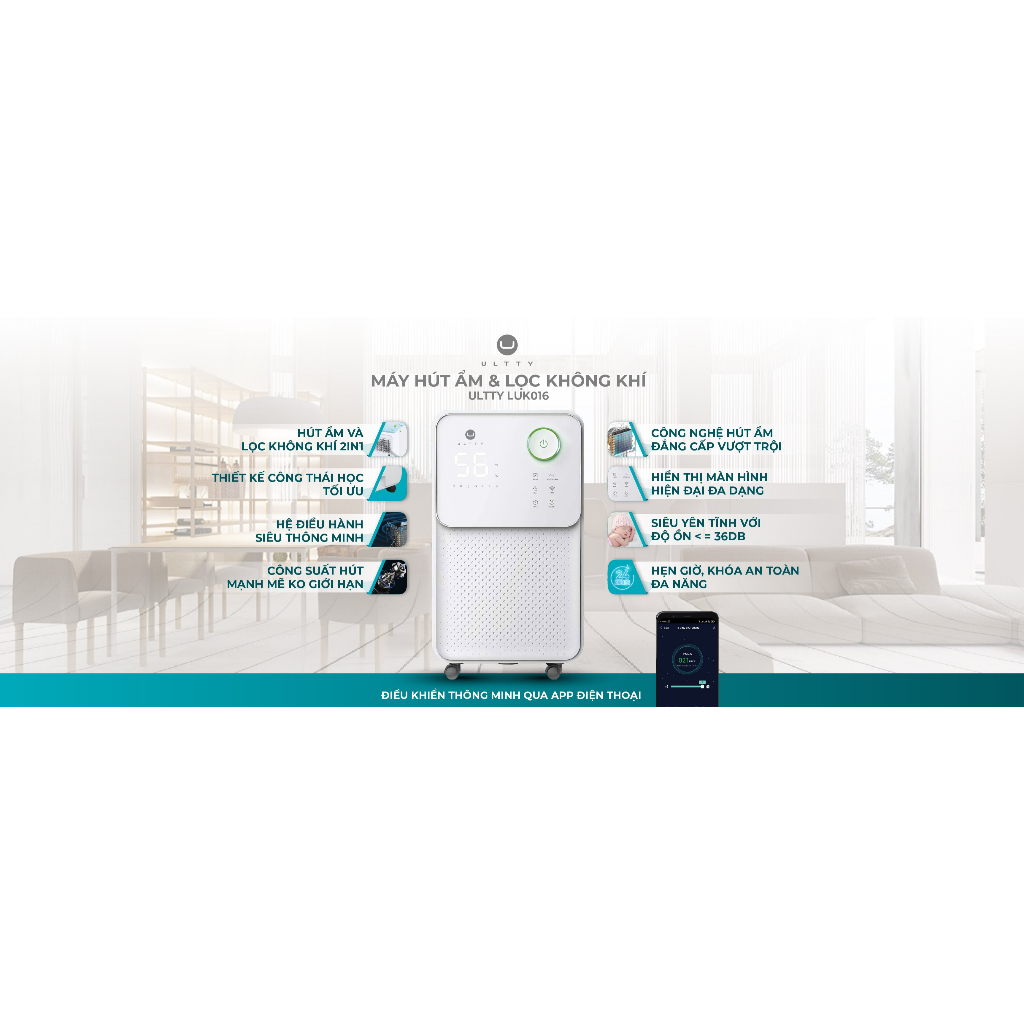 Máy hút ẩm và lọc không khí ULTTY LUK016 - Hàng chính hãng