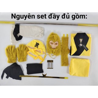 (Có Sẵn) Trang Phục Tôn Ngộ Không Bộ Thỉnh Kinh (vàng) kèm Đầy Đủ phụ kiện/ Bộ đồ hóa trang Tề thiên trong Tây Du Ký