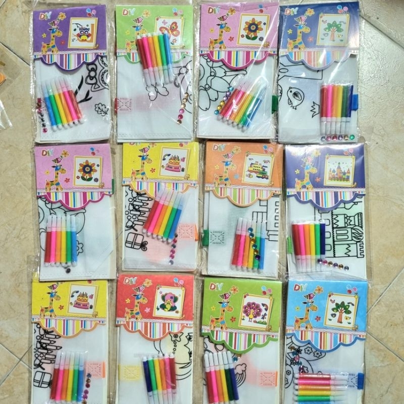 Túi Vải Tô Mầu (tặng kèm 6 bút dạ màu và 6 viên đá mầu trang trí) - Quà tặng cho bé