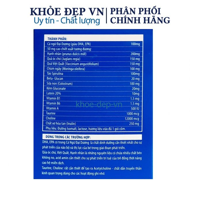 Cốm bổ não dinh dưỡng G-brain nobel kids palatinum DHA giúp phát triển não bộ và thị lực của trẻ hộp 20 gói giao ngẫu n