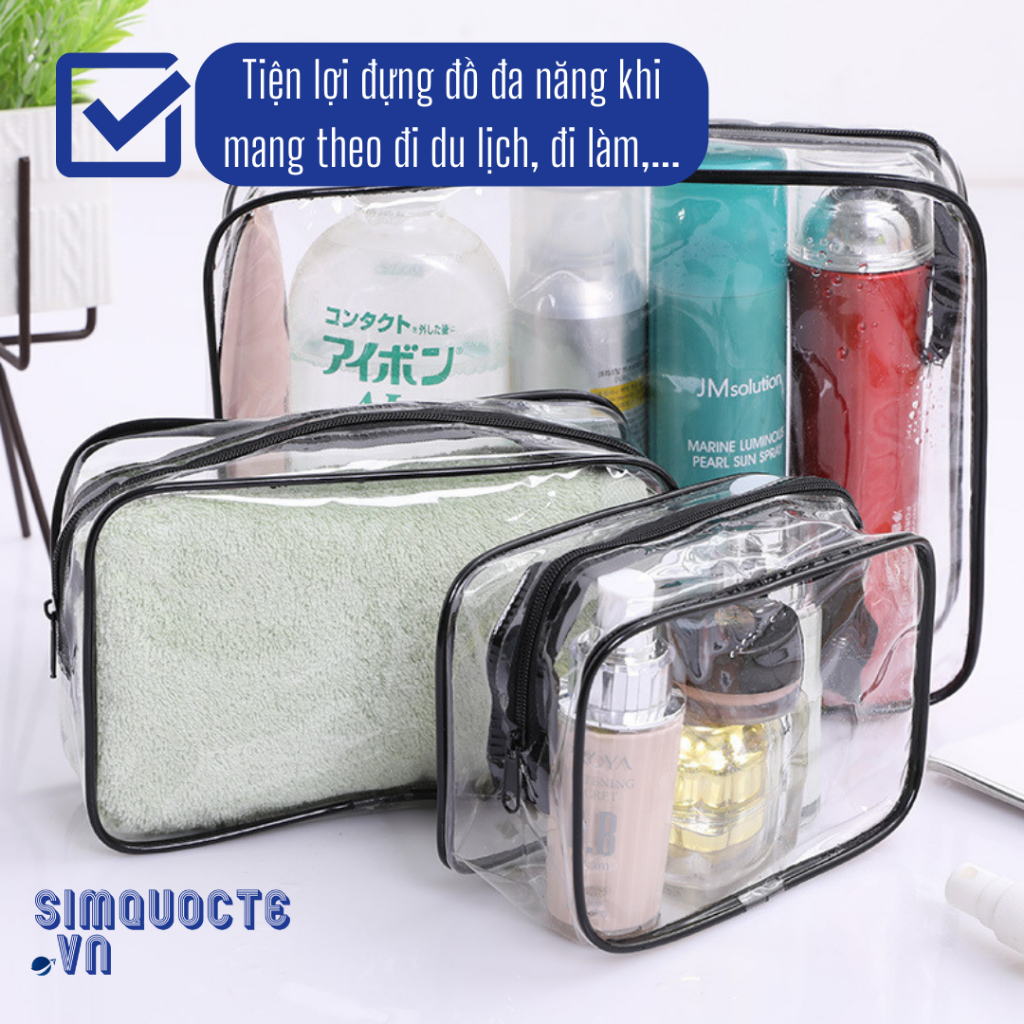 Túi đựng mỹ phẩm đồ dùng cá nhân đi du lịch cỡ lớn chất liệu nhựa PVC chống thấm nước tiện lợi phong cách tối giản TMP39