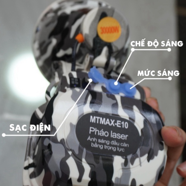 Đèn pin đội đầu đèn soi bắt côn trùng ếch nhái cào cào siêu sáng siêu xa pin trâu MTMAX E10