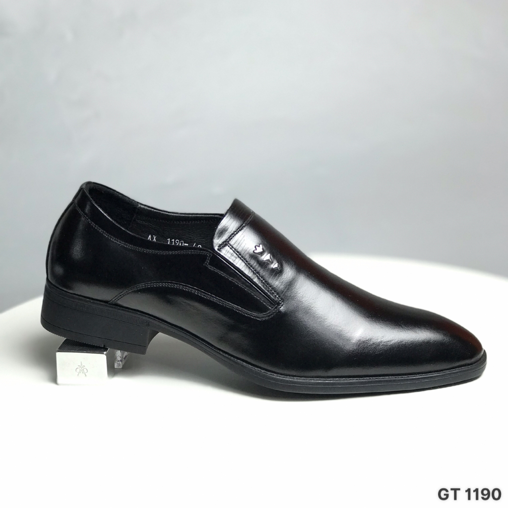 Giày tây BQ ❤️FREESHIP❤️ Giày công sở nam da bò cao cấp dáng lười mũi nhọn đế cao su nguyên khối GT1190