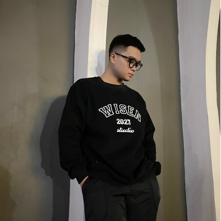 Áo sweater WISEN STUDIO 2023 áo nỉ dài tay unisex form rộng