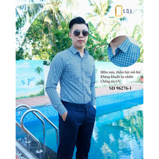 Áo Sơ Mi Nam Cotton Kẻ Sọc LDL, Sơ Mi Nam Công Sở Cao Cấp Thiết Kế Đơn Giản và Sang Trọng,Han Chế Nhăn Nhàu Tối Đa