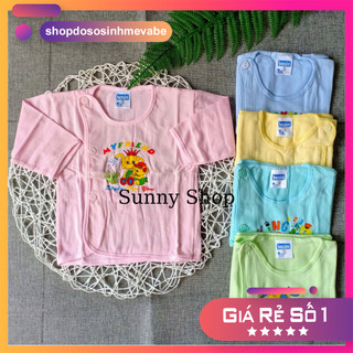 Áo sơ sinh MÀU BÁC SĨ Tay DÀI Bosini / Áo cúc lệch em bé Bosdana