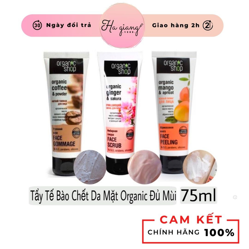 Tẩy tế bào chết da mặt Organic Shop làm sạch lớp tế bào chết trên mặt cùng bụi bẩn, bã nhờn