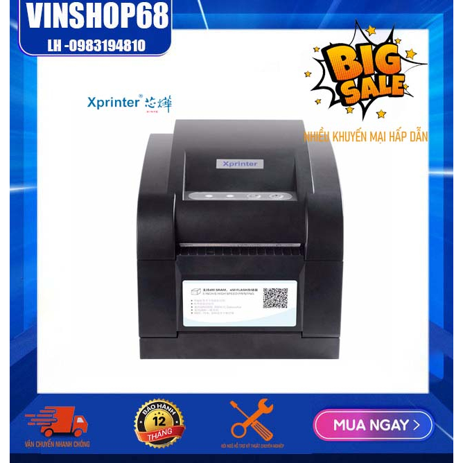 Máy in Xprinter XP350BM LAN in đơn hàng GHTK bằng điện thoại in tem nhãn Minicode và phiếu giao hàng TMĐT XP 350BM