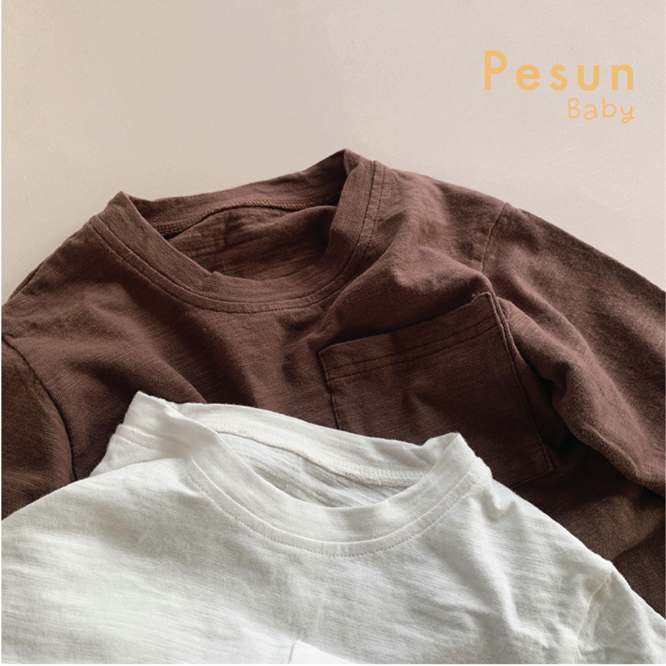 Áo Thun Tay Dài Dáng Basic Có Túi Cho Bé