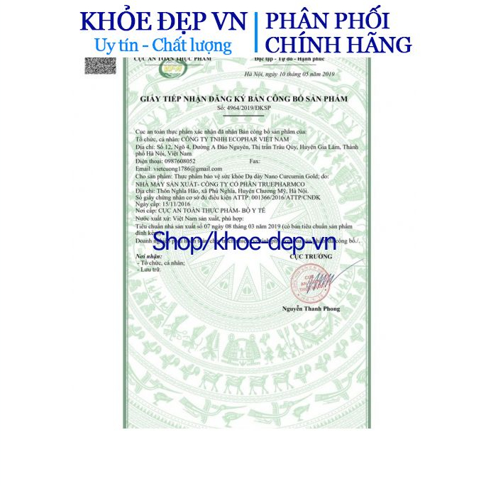Viên uống Nano Curcumin Gold, giúp giảm tác hại của hoá trị, xạ trị, giảm viêm loét dạ dày - Hộp 30 viên