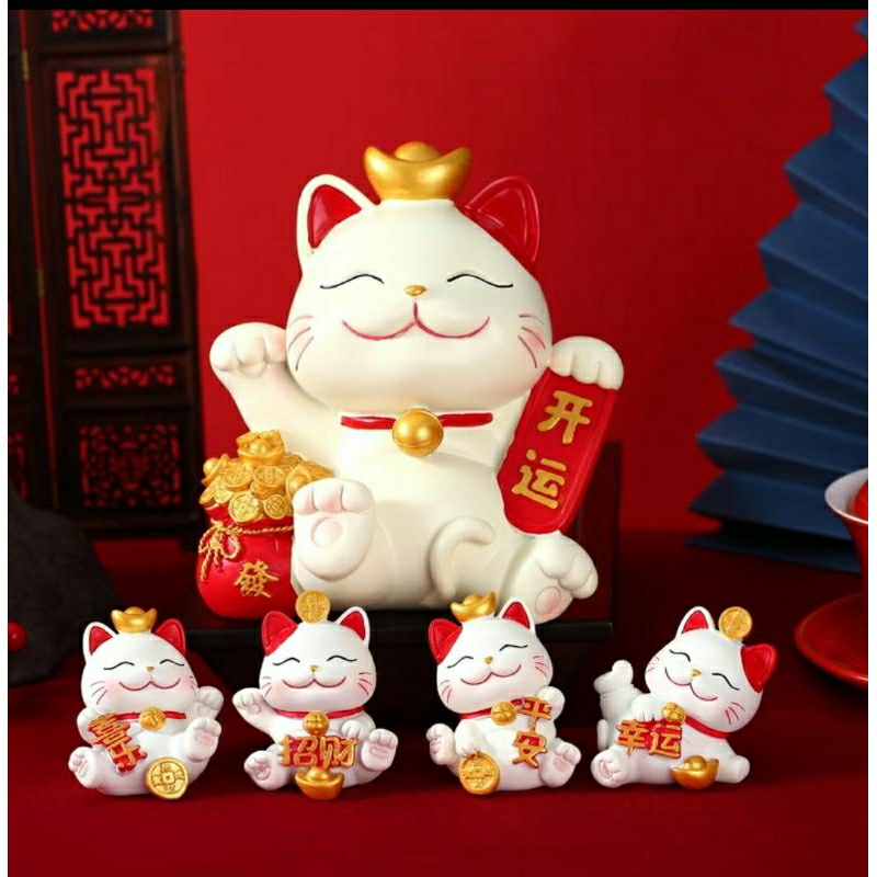 Mèo may mắn mini trang trí nhà cửa, bàn làm việc, ô tô dễ thương/ Mèo may mắn năm mới