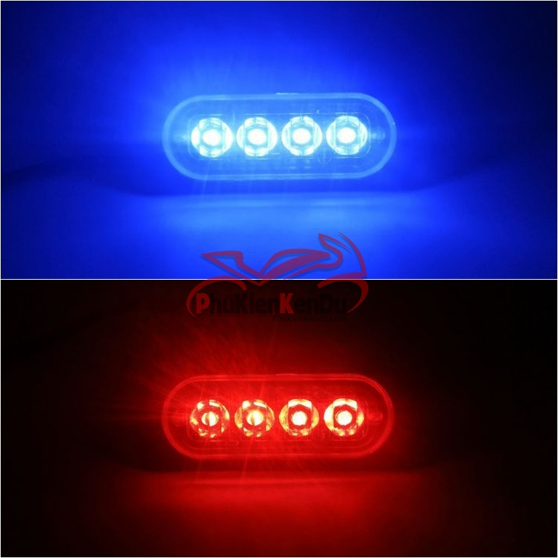 Đèn police chớp xanh đỏ 4 Led cao cấp 16 chế độ nháy cảnh sát vỏ nhôm CNC 12V-24V - DXZ