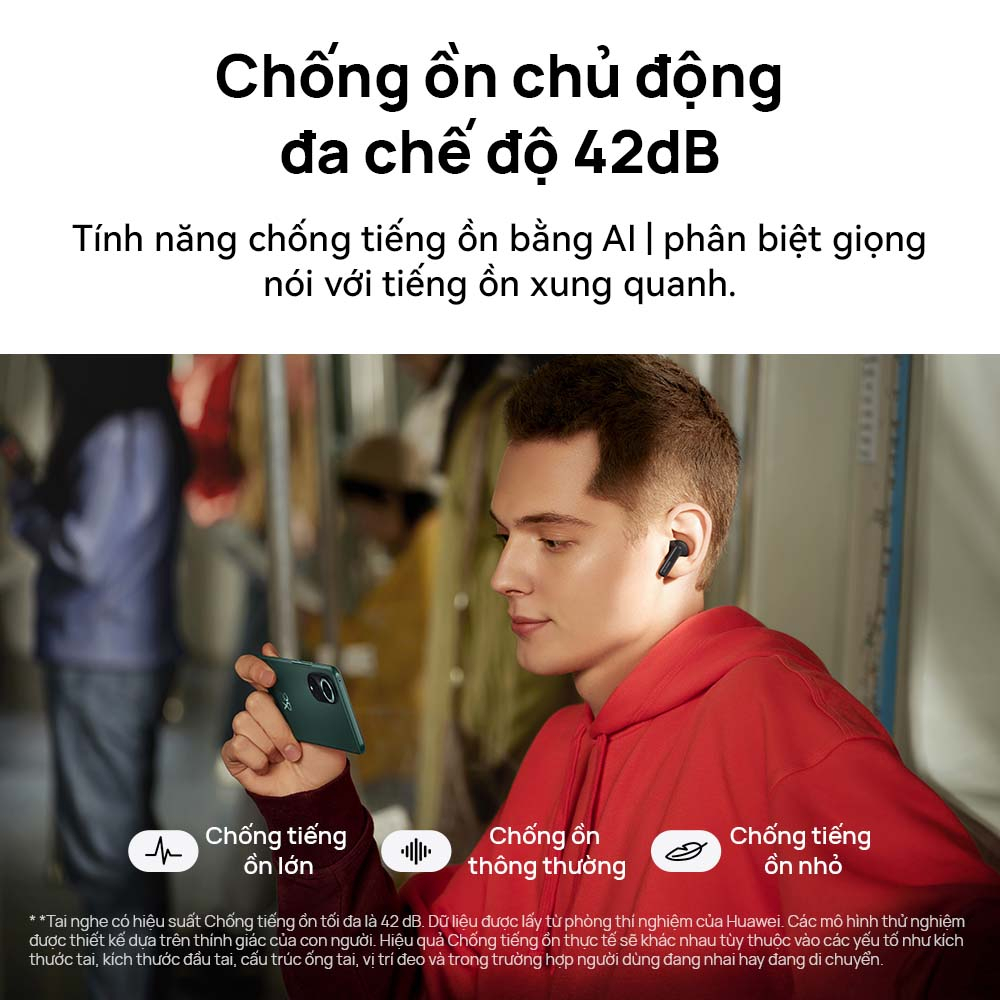 Tai Nghe Không Dây Huawei FreeBuds 5i | Phân giải cao | Chống ồn chủ động đa chế độ 42dB