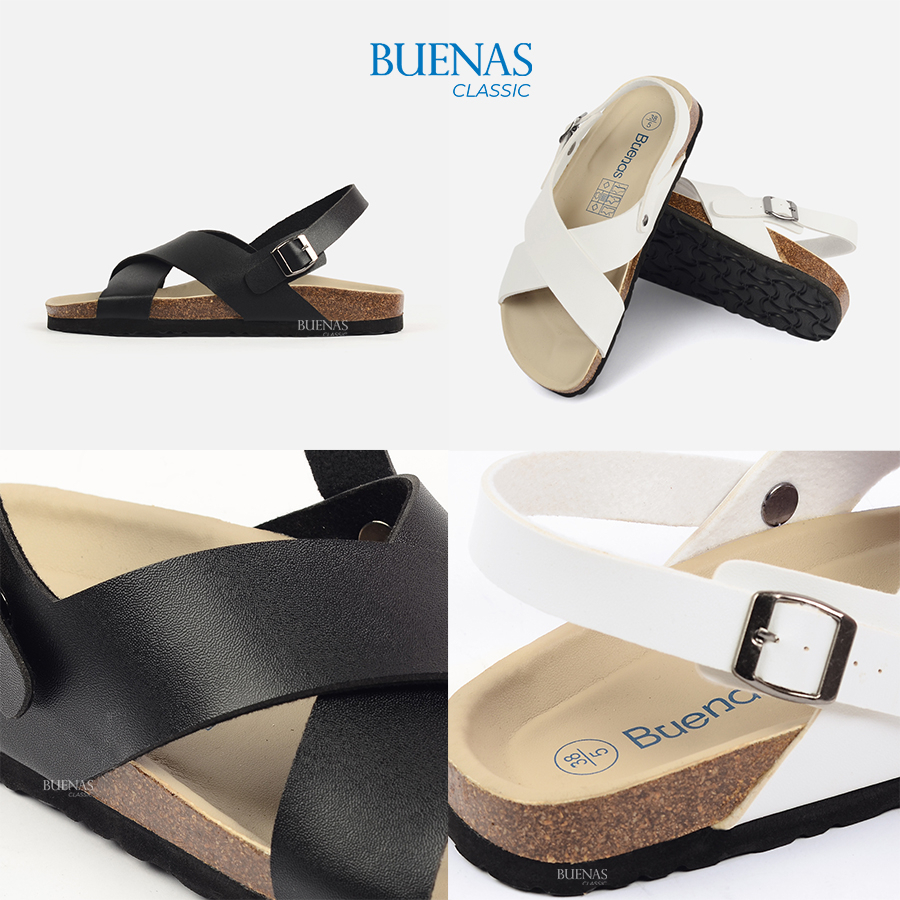 Sandal đế trấu nam nữ unisex sandal birken xỏ ngón Buenas - BU03 có quai