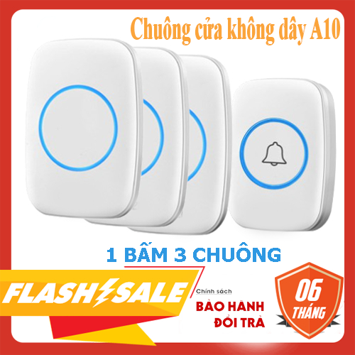 Chuông bấm cửa không dây A10 - Bảo hành 6 tháng . Nút nhấn chống nước - 36 kiểu nhạc