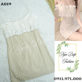 Đầm 2 dây tiểu thư dáng ngắn