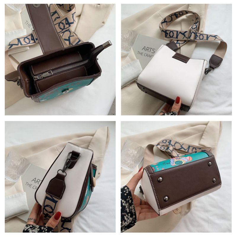 Túi đeo vai nữ da PU cao cấp HV23 hình dễ thương dây bản to - túi đeo chéo nữ PU