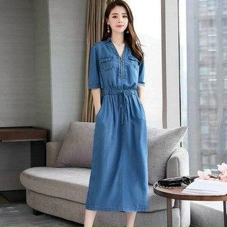 ĐẦM JEAN XOÈ PHỐI DÂY KÉO - YB230109
