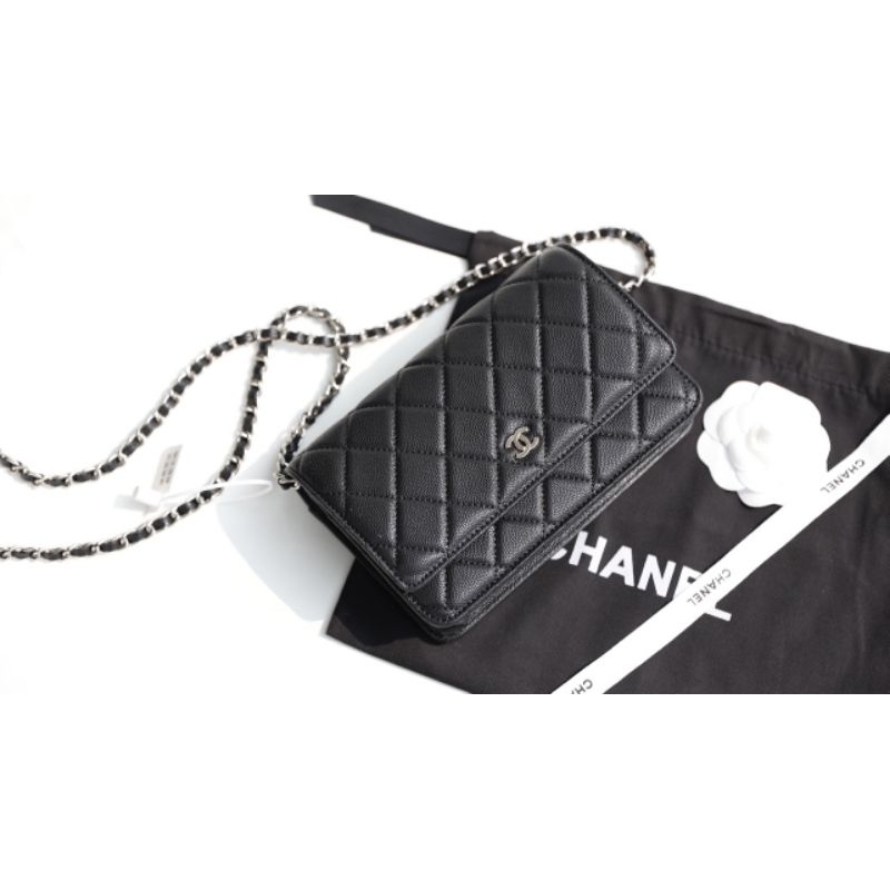 Túi xách nữ thời trang C.N da caviar tag bạc sz19cm đẹp dã man fullbox 2 lớp