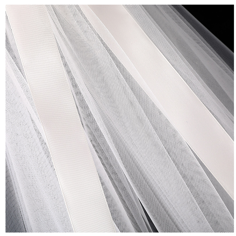 VL06-N_Voan lúp cô dâu, khăn voan cài tóc đội đầu cô dâu 2 lớp cột nơ 45*45cm