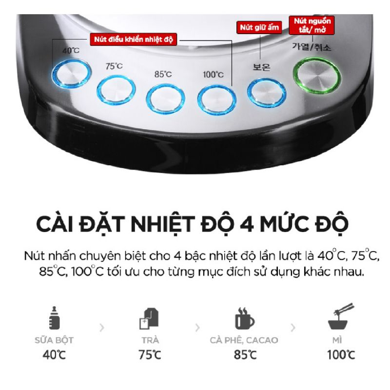 Bình Đun Siêu Tốc Điều Chỉnh Nhiệt Độ 1.7L Cuckoo CK-A170T/WHVNCV