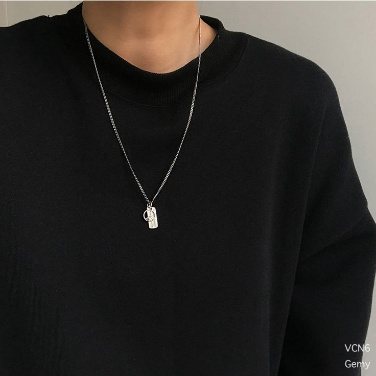 Dây chuyền nam vòng cổ đôi Moutian mắt xích trơn kèm mặt đơn giản unisex | GEMY SILVER VCN6
