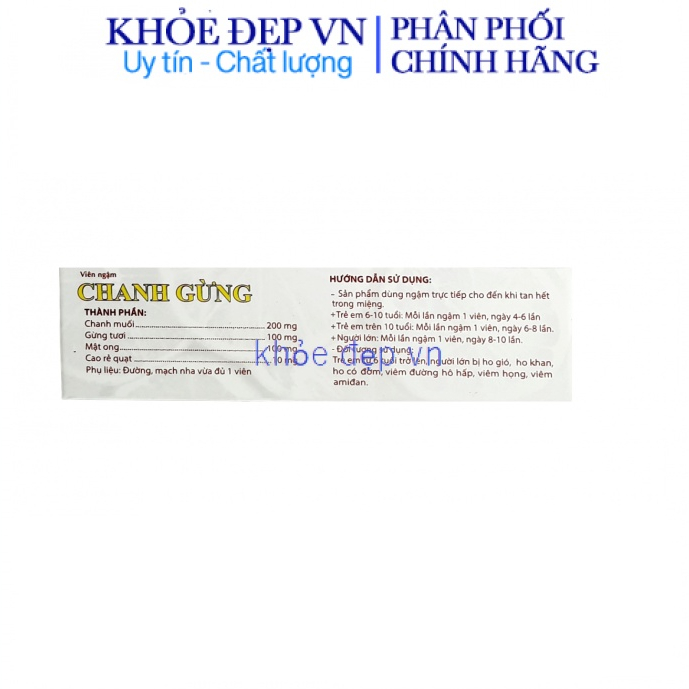 Viên ngậm la hán quả chanh gừng giúp bổ phế, hạn chê ho nhiều, giảm đau rát họng – Hộp 24 viên