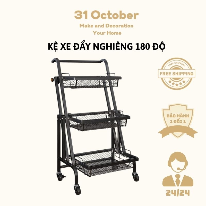 🚛 MIỄN PHÍ SHIP🆓 KỆ ĐỂ ĐỒ NHÀ BẾP ĐA NĂNG - Xe Đẩy Đựng Đồ Gấp Gọn Thép Carbon Sơn Tĩnh Điện Có Bánh Xe Di Chuyển