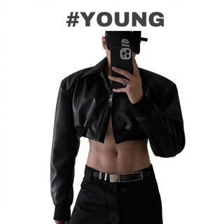 Áo Khoác Da YOUNG From Croptop - Có Độn Vai Nam Tính - Phong Cách Hàn Quốc