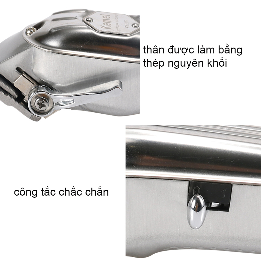 Tông đơ cắt tóc chuyên nghiệp Kemei 1977 pin cực khoẻ- Hàng chính hãng