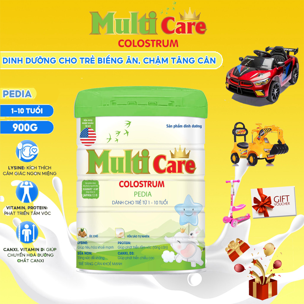 Sữa giúp trẻ ăn ngon miệng tăng cân hiệu quả, chống táo bón, phát triển toàn diện Multi care Colostrum PEDIA 900g