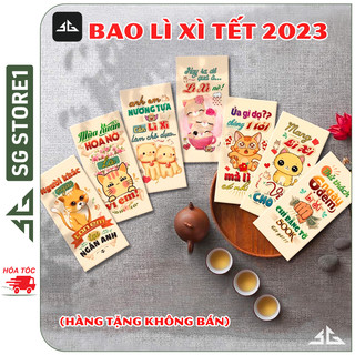 Bao lì xì hottrend độc đáo mẫu Tết 2023 Quý Mão dễ thương kích thước 8x16cm chất liệu giấy C150 dày dặn SGS
