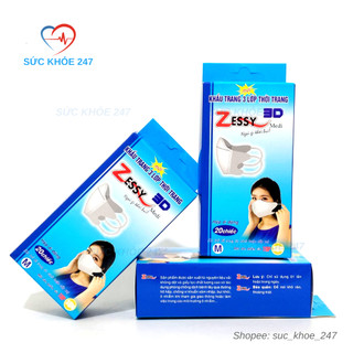 Khẩu Trang Người Lớn 3 Lớp Thời Trang ZESSY 20 Chiếc/Hộp - Thiết Kế Ôm Vừa Vặn Khuôn Mặt, Tạo Độ Thoáng, Dễ Chịu