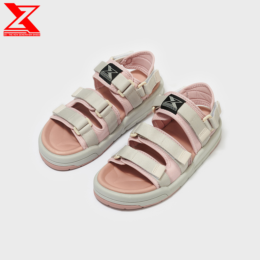 Giày xăng-đan Nữ ZX 3128 Pink cream 3 quai phối lót hồng đế Phylon 3 lớp 3cm