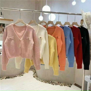 Áo Cardigan len mịn dáng croptop