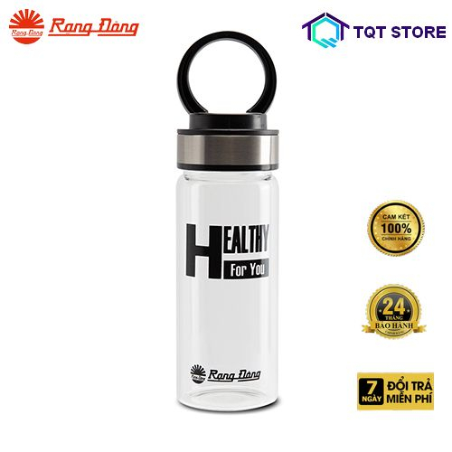 Bình nước cầm tay 450ml Rạng Đông, thân thủy tinh, nắp nhựa ABS-Inox, Model: RD-045G1