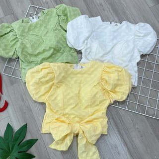 áo kiểu tay phồng nơ eo