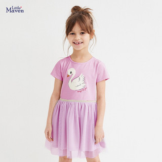 Váy hè bé gái thun cotton hồng tím vịt trắng 2-7 tuổi LMS1545 - Little Maven Chính Hãng