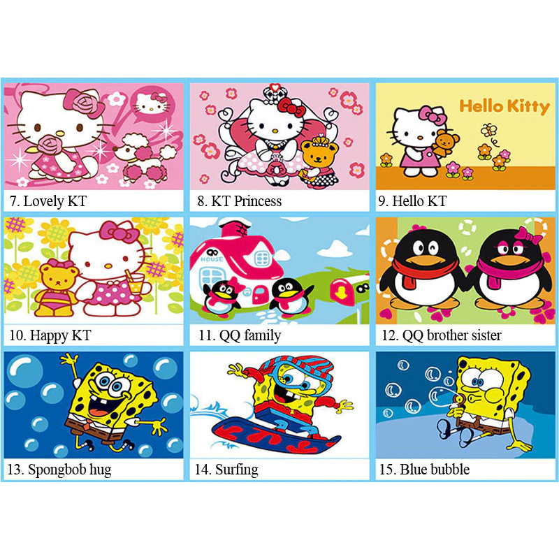 Tranh số hóa hoạt hình anime dễ thương size 20x20 - Tranh tô màu theo số động vật size nhỏ