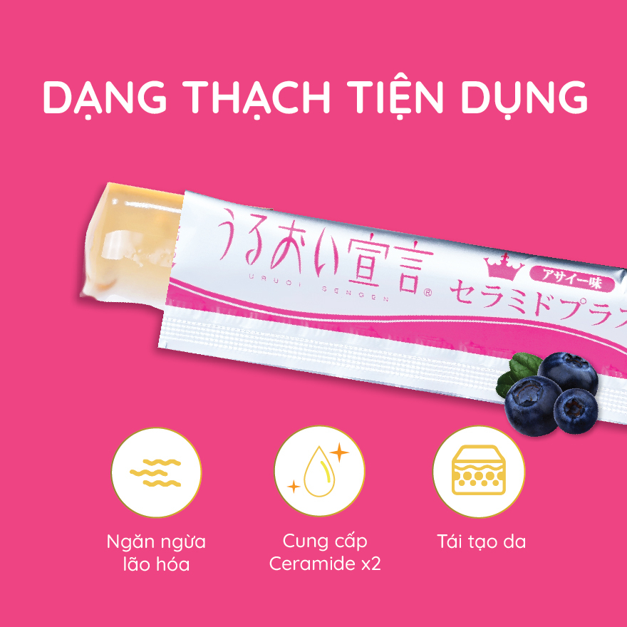 Thạch collagen Nhật Bản Aishitoto Collagen Jelly Ceramide Plus vị Acai 30 thanh