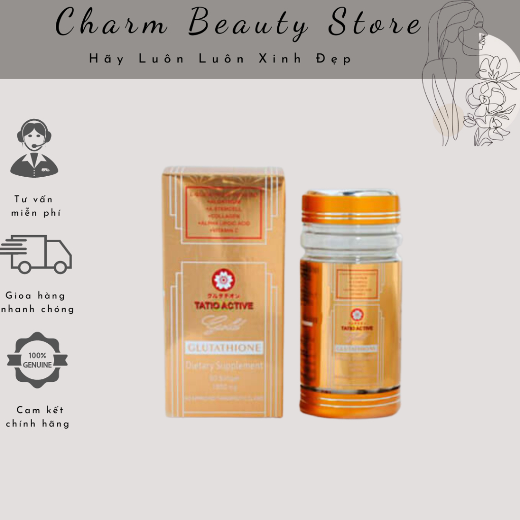 Viên Uống Làm Trắng Sáng Da Tatio Active Gold Glutathione Nhật Bản 1850mg