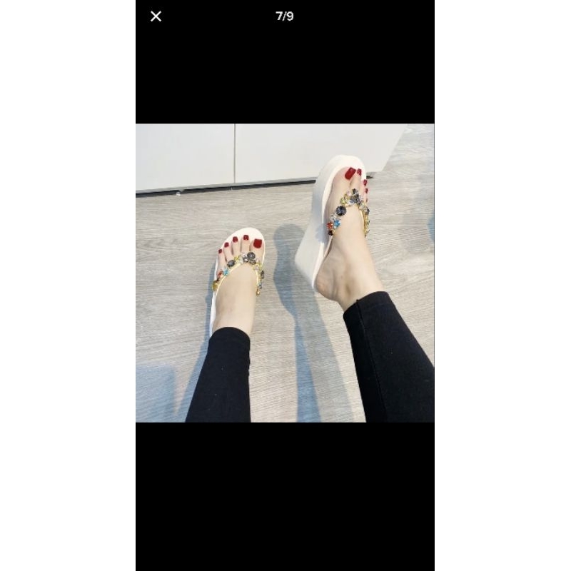 Dép kẹp nữ  5 phân đính đá cao cấp thời trang mẫu mới